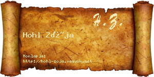 Hohl Zója névjegykártya